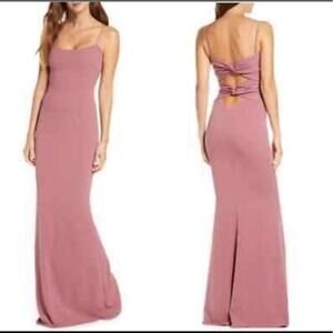 KATIE MAY L.A. Mauve Forget Me Knot Sleeveless Open Back Formal Gown